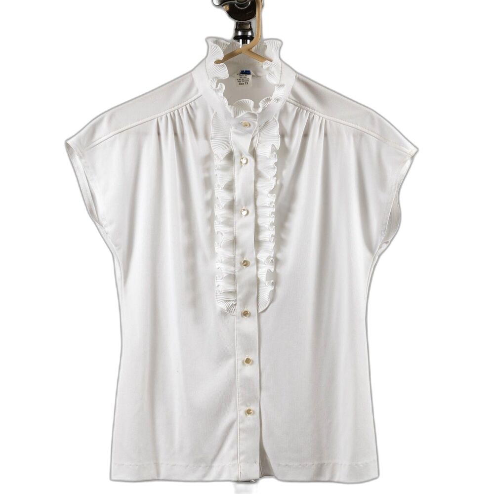 Vintage 70s Mardi Modes white buttons down shirt size 12/M